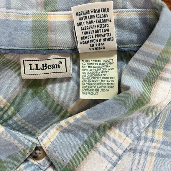 🌲 L.L. Bean Women’s Green & Blue Plaid Button-Down Cottage Core Shirt L-Reg - Picture 5 of 8